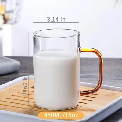 Picture of 450ml GPB19 Clear Borosilicate Glass Mug - Heat Resistant, Lightweight, Fireproof, Ideal for Hot & Cool Drinks, Versatile Design (1pc)-Clear
