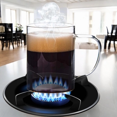 Picture of Borosilicate Glass Mug 450ml - GPB19, Clear, Lightweight, Heat Resistant, Ideal for Tea and Hot Drinks, Oven Safe (1pc).-Clear