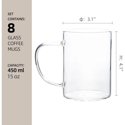 Picture of Borosilicate Glass Mug 450ml - GPB19, Clear, Lightweight, Heat Resistant, Ideal for Tea and Hot Drinks, Oven Safe (1pc).-Clear