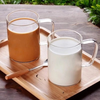 Picture of GPB19 Borosilicate Glass Mugs - Clear, 450ml (15.2oz), Heat Resistant, Lightweight, Fireproof for Oven Use, Ideal for Beverages (2pcs Set)-Clear