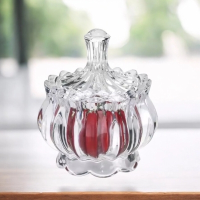Picture of 1 Pc Glass Storage Jar - 140ml Crystal Glass Sugar Jar for Girls, Creative Jewelry Box with Lid-Clear