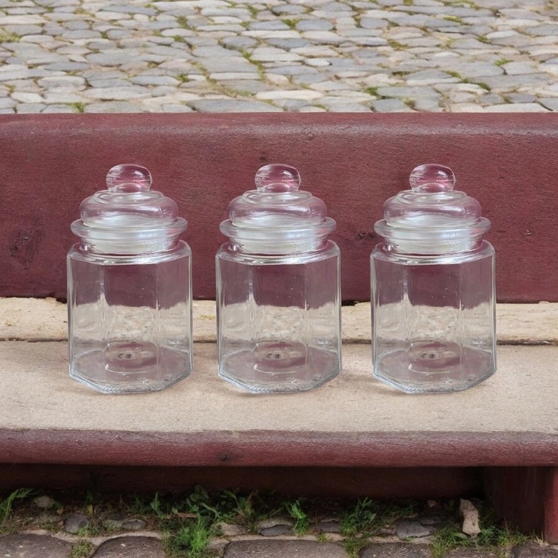 Picture of Set of 3 Glass Jars, 300 ml - Home Centre Spice Storage-Clear