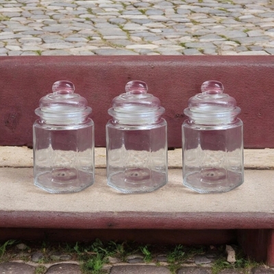 Picture of Set of 3 Glass Jars, 300 ml - Home Centre Spice Storage-Clear