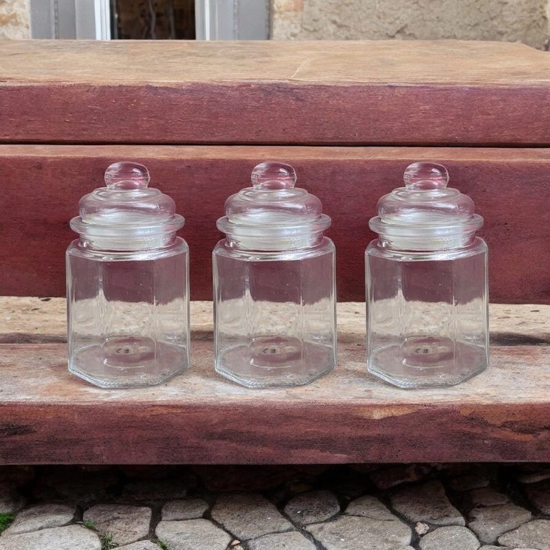Picture of Set of 3 Glass Jars, 300 ml - Home Centre Spice Storage-Clear