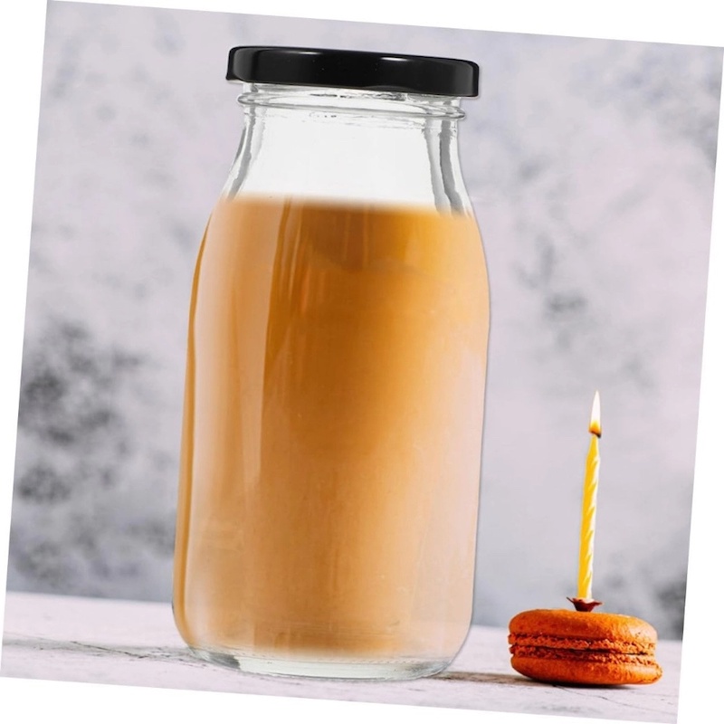 Picture of Short Height 300 Ml Glass Bottle, Reusable, for Milk, Juice, Smoothie-Clear