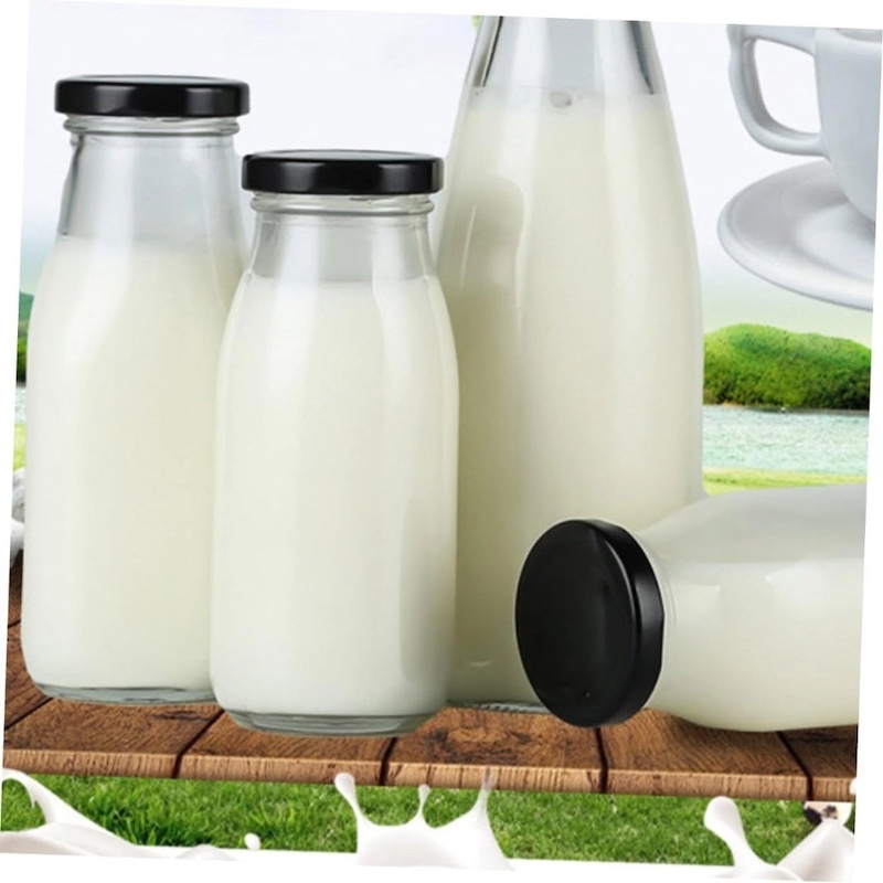 Picture of Short Height 300 Ml Glass Bottle, Reusable, for Milk, Juice, Smoothie-Clear