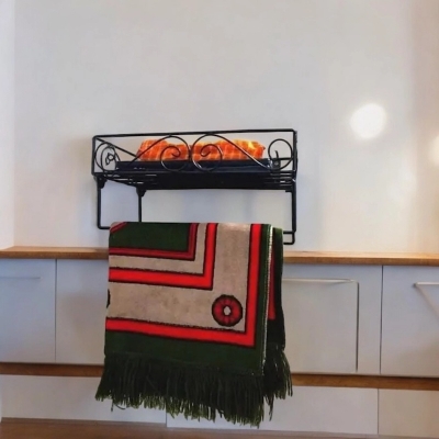 Picture of Versatile 12  Black Metal Wall Quran Stand – Includes 2 Jaymamaz Hangers – Perfect for Quran Sharif Display and Jainamaj Hanging – Sturdy and Elegant for Home or Mosque.