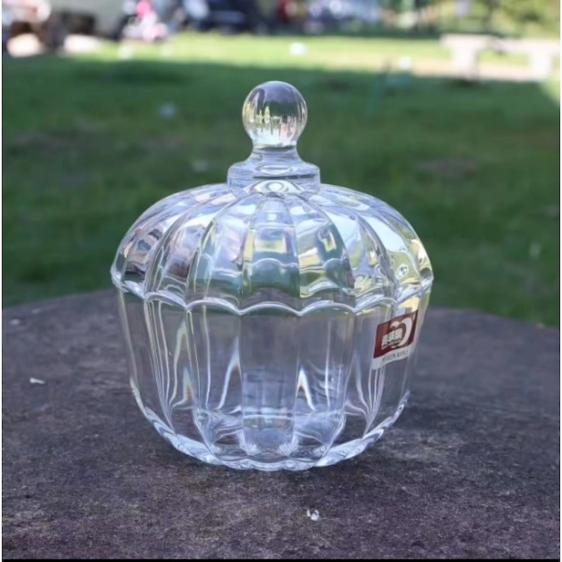 Picture of 1 Pc Acrylic Candy Bowl - Pumpkin Sugar Storage Jar with Lid, Soda Lime Glass Canister-Clear