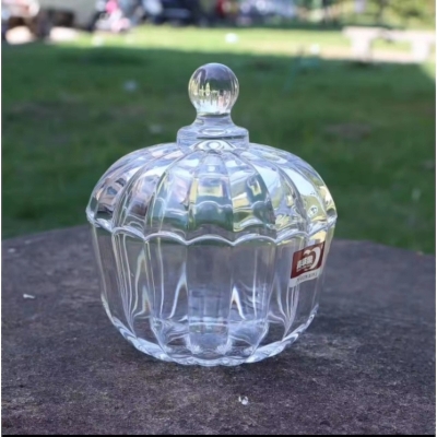 Picture of 1 Pc Acrylic Candy Bowl - Pumpkin Sugar Storage Jar with Lid, Soda Lime Glass Canister-Clear