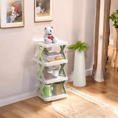 Picture of 1 pcs Multifunctional 4-Layer Shoe Cabinet  Adjustable Folding Plastic Rack, Anti-Dust, Ideal for Dormitory-Multicolor