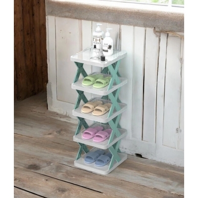 Picture of 1 pcs Versatile 5-Tier Shoe Rack  Folding Adjustable Multi-Layer Organizer for Closets and Garages-Multicolor