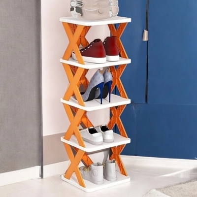 Picture of 1 pcs 5-Tier Space-Saving Shoe Organizer  Folding Adjustable Rack for Bedrooms, Entryways, and Narrow Spaces-Multicolor