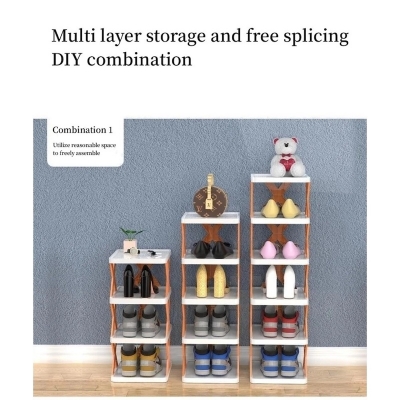 Picture of 1 pcs Multi-Layer Shoe Storage Rack  7-Layer Adjustable Folding Organizer for Household Use-Multicolor