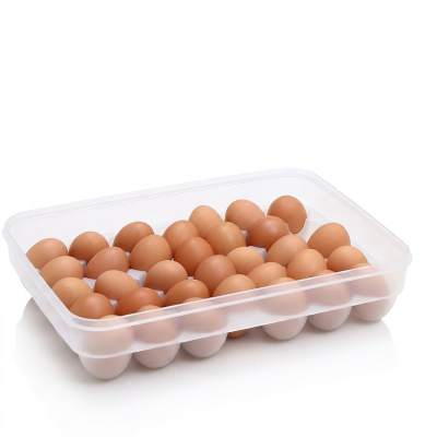 Picture of 34-Grid Egg Storage Box, Made from Food-Grade Plastic. BPA-Free with Lid and Perfect Fit for Every Egg. Suitable for Refrigerator or Kitchen. Quantity  1 Pc.-White