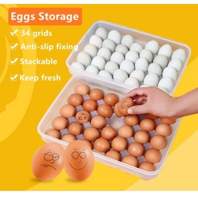Picture of Store Up to 34 Eggs with Our BPA-Free, Food-Grade Plastic Egg Box! Comes with Lid, Perfect Fit for Every Egg. Ideal for Refrigerators or Kitchens. Quantity  1 Pc.-White