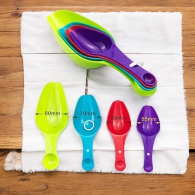 Picture of  Durable 4-Piece Plastic Measuring Spoons - Multi-Color Set with Small Pet Design for Baking Accuracy -Multicolor