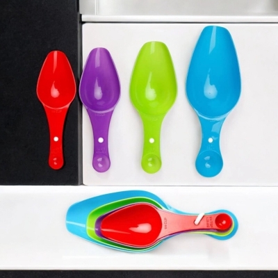 Picture of  Precise Baking with 4-Piece Measuring Spoon Set - Multi-Color Plastic with Small Pet Design - 1 Set -Multicolor