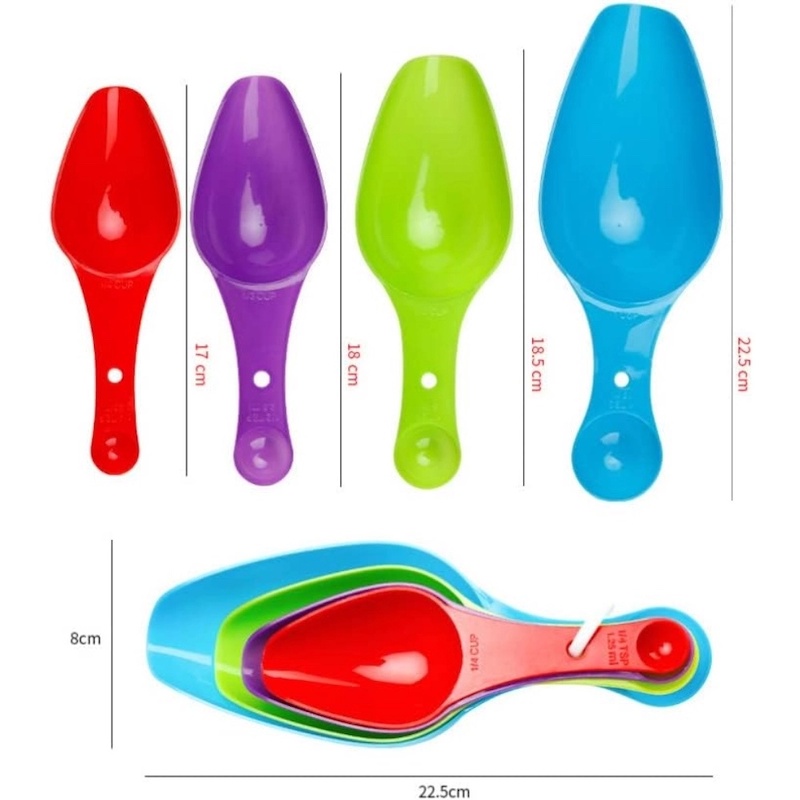Picture of  Precise Baking with 4-Piece Measuring Spoon Set - Multi-Color Plastic with Small Pet Design - 1 Set -Multicolor