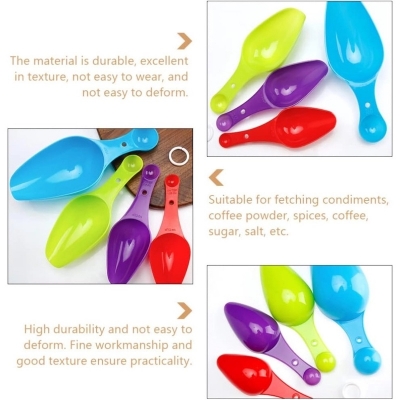 Picture of  Precise Baking with 4-Piece Measuring Spoon Set - Multi-Color Plastic with Small Pet Design - 1 Set -Multicolor