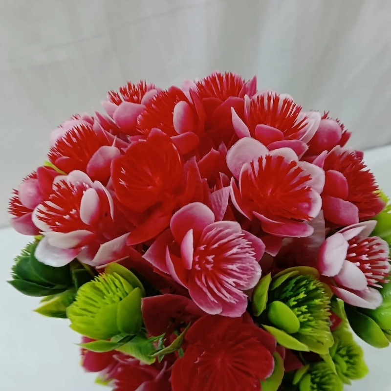 Picture of Office Table Décor  Multiple Color Flower Artificial Bonsai Tree with 2 Heads, Plastic Vases, Gram Beauty Flower-Multicolor