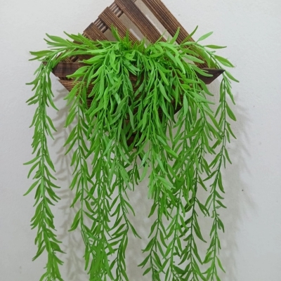 Picture of 1 pcs 90cm Long Artificial Green Leaves with Square Bamboo Wall Hanging Holder-Multicolor