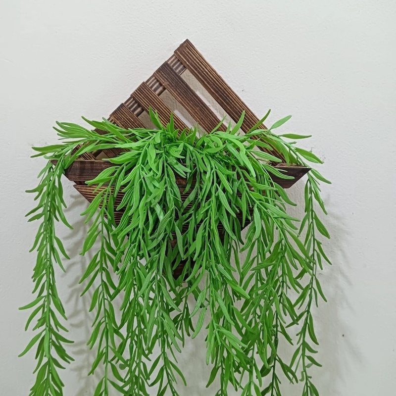 Picture of 1 pcs 90cm Long Artificial Green Leaves with Square Bamboo Wall Hanging Holder-Multicolor