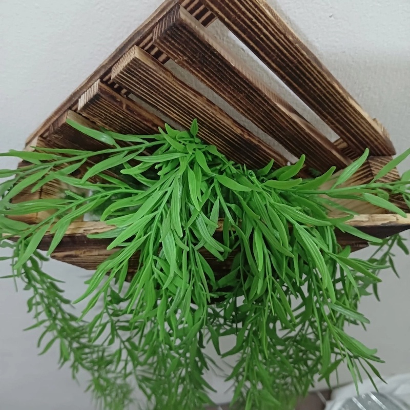 Picture of 1 pcs 90cm Long Artificial Green Leaves with Square Bamboo Wall Hanging Holder-Multicolor