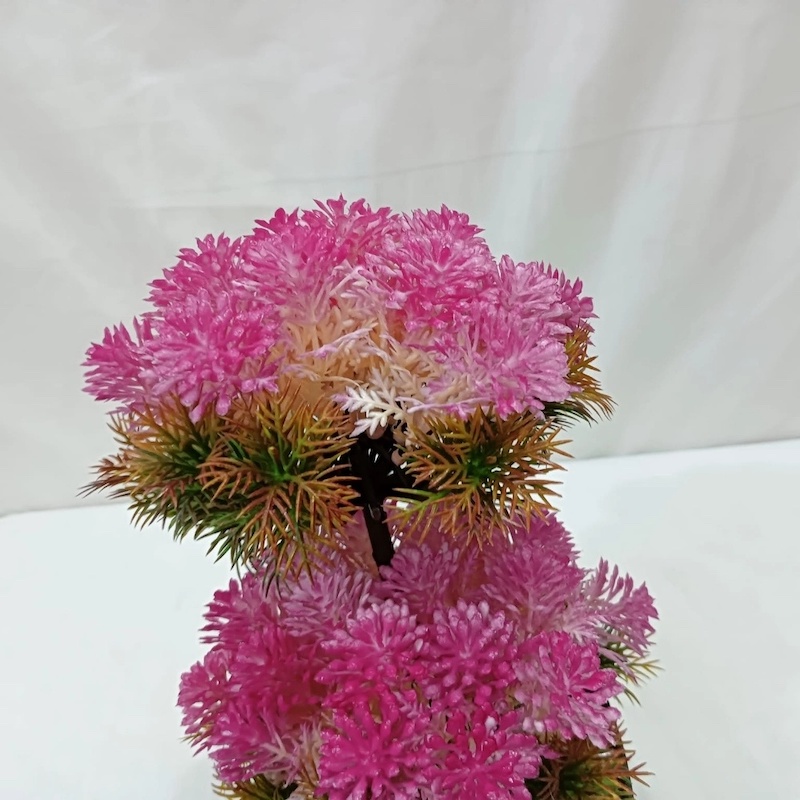Picture of Office Table Décor  Pink Artificial Bonsai Tree with 2 Heads, Plastic Vases, Gram Beauty Flower-Multicolor