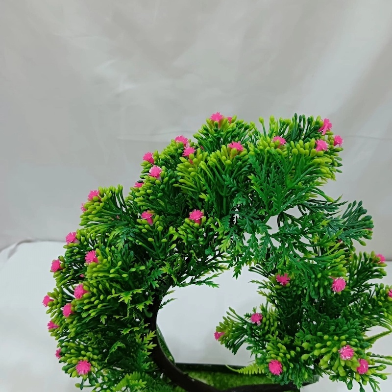 Picture of Artificial Plastic Bonsai Tree with Mini Multi-Color Flowers in Plastic Tub, 1 Pc for Home and Gift Decoration-Multicolor
