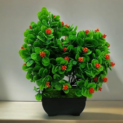 Picture of Restaurant Home Table Bonsai Décor  1 Pc New Green Mini Artificial Flower Tree Minicape with Plastic Tob-Multicolor