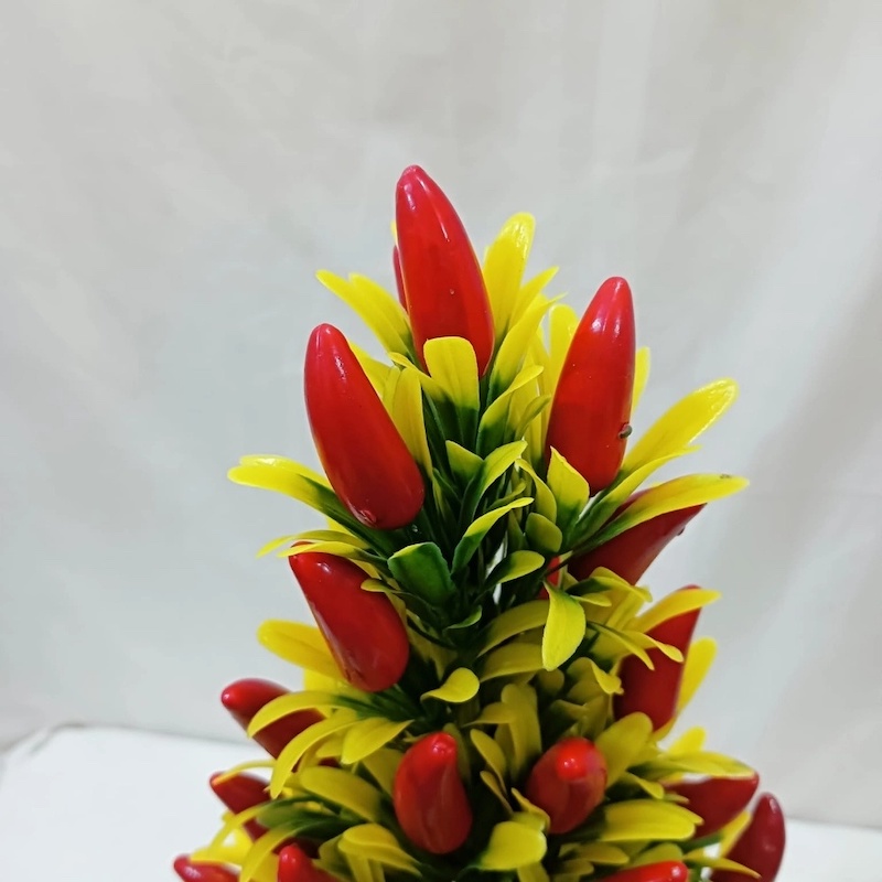 Picture of Artificial Chili Tree for Home Decor  Fake Mini Potted Chili Plant for Kitchen, Wedding, and Party (1)-Multicolor