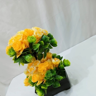 Picture of Office Table Décor  Multicolor Flower Artificial Bonsai Tree with 2 Heads, Plastic Vases, Gram Beauty Flower-Multicolor