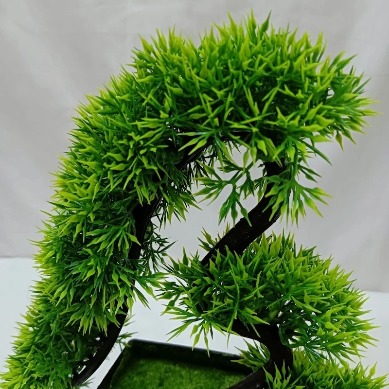 Picture of Office Decor  Elephant Trunk Design Green Artificial Bonsai Tree with Plastic Vases, 10 Inch, Gram Beauty Flower for Decoration-Multicolor