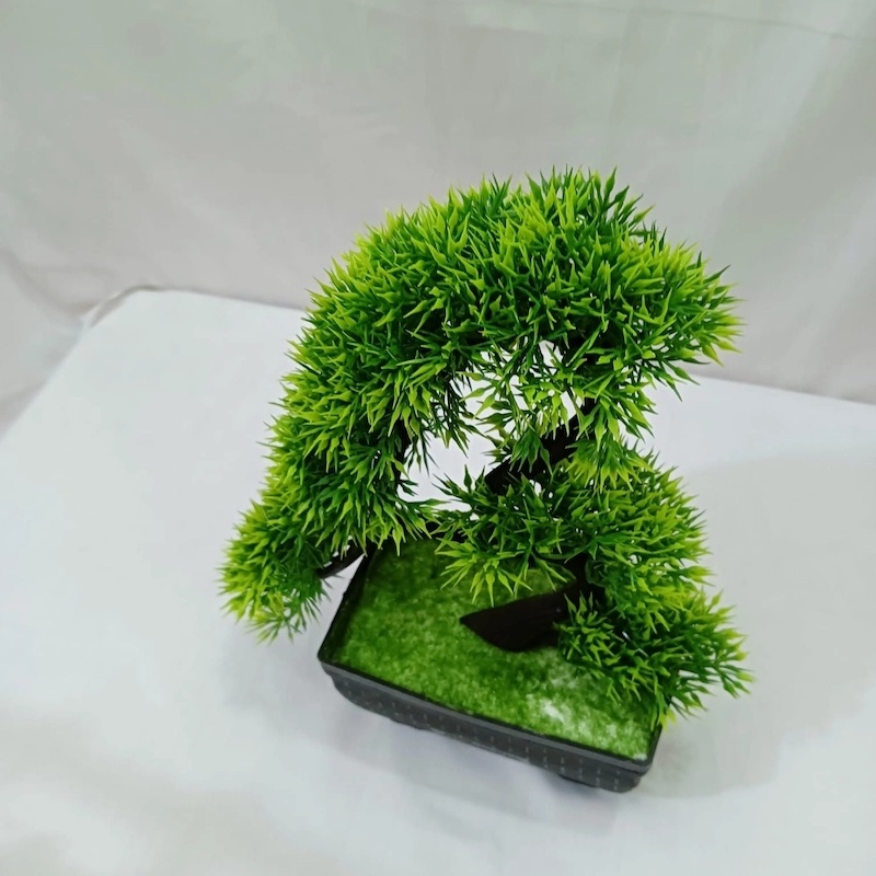 Picture of Office Decor  Elephant Trunk Design Green Artificial Bonsai Tree with Plastic Vases, 10 Inch, Gram Beauty Flower for Decoration-Multicolor
