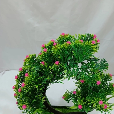 Picture of Natural Looking Artificial Bonsai Tree with Mini Multi-Color Flowers in Plastic Tub, 1 Pc for Home and Gift Decoration-Multicolor