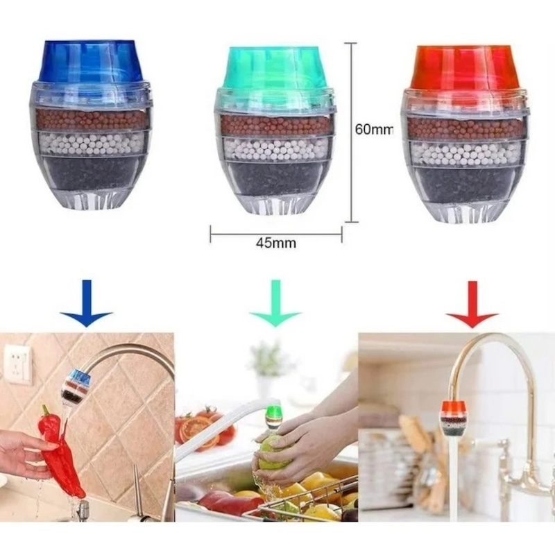 Picture of Kitchen Faucet Tap Water Filter Purifier - 3 pcs Set, 5 Layers Activated Carbon-Multicolor