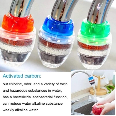 Picture of Kitchen Faucet Tap Water Filter Purifier - 3 pcs Set, 5 Layers Activated Carbon-Multicolor