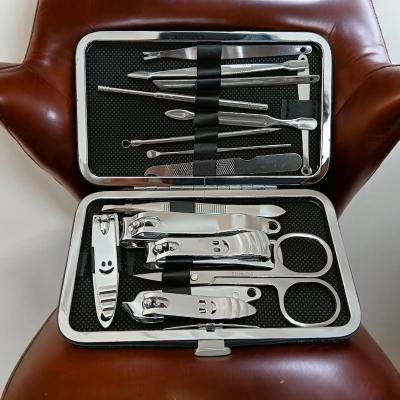 Picture of 15-Piece Nail Clipper and Scissors Set, High-Quality Silver Manicure Tools in Case-Silver