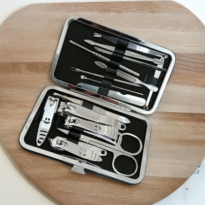 Picture of 15-Piece Nail Clipper and Scissors Set, High-Quality Silver Manicure Tools in Case-Silver