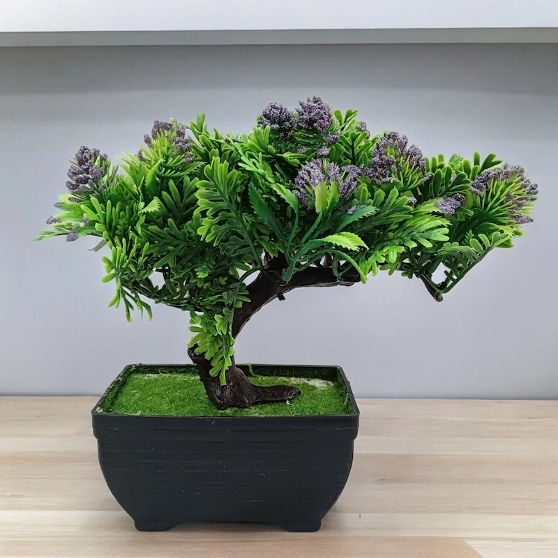 Picture of Artificial Blue Flower Bonsai Plant - Plastic Pot for Home and Office Decoration-Multicolor