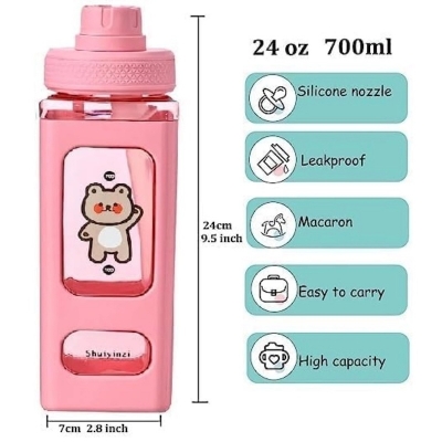 Picture of Creative Square Eco-Friendly Sports Water Bottle, Pink, 700 ml Durable Drinking Bottle-Pink
