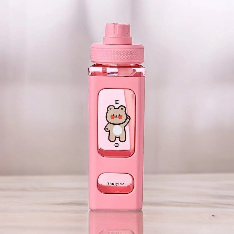 Picture of Creative Square Eco-Friendly Sports Water Bottle, Pink, 700 ml Durable Drinking Bottle-Pink