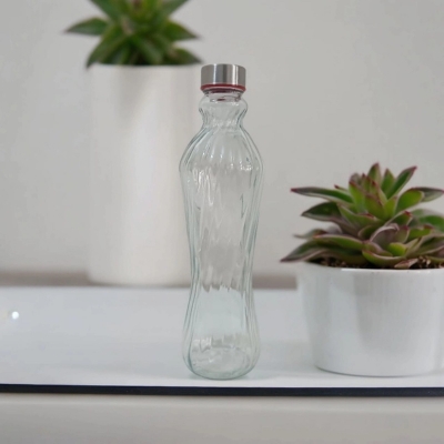 Picture of High Quality 1 Liter Clear Color Glass Water Bottle, Long Drinking Bottle, 1000ml-Clear