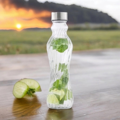 Picture of High Quality 1 Liter Clear Color Glass Water Bottle, Long Drinking Bottle, 1000ml-Clear