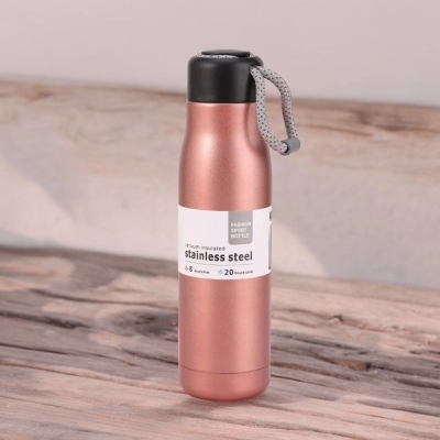 Picture of Copper Outdoor Sports Riding Cup, 1 pcs 600ml Vacuum Water Bottle, 304 Tumbler with Lifting Rope-Coffee