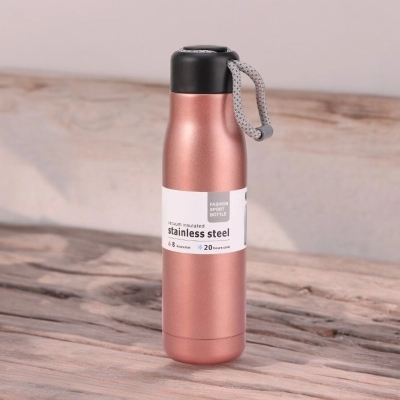Picture of 600ml Copper Thermal Water Bottle, Outdoor Sports Riding Cup, 304 Tumbler with Lifting Rope-Coffee