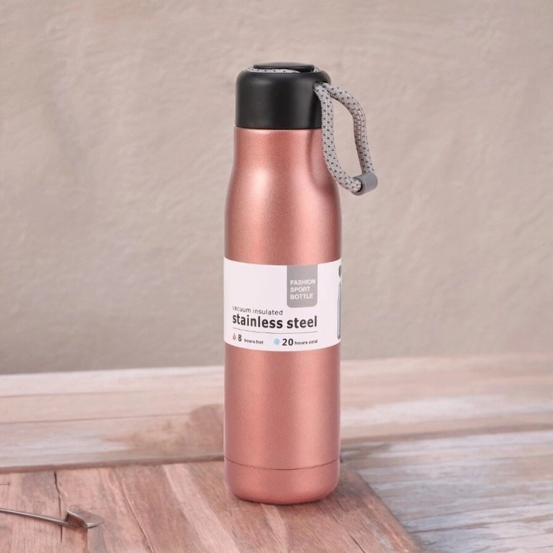 Picture of 600ml Copper Thermal Water Bottle, Outdoor Sports Riding Cup, 304 Tumbler with Lifting Rope-Coffee
