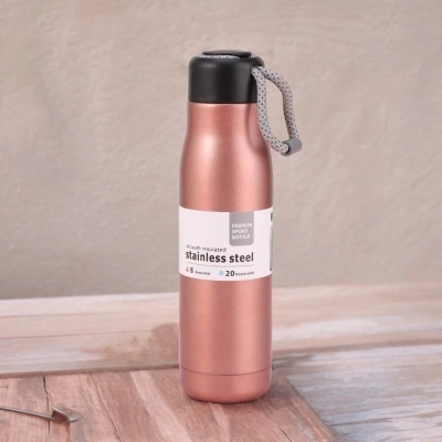 Picture of 600ml Copper Thermal Water Bottle, Outdoor Sports Riding Cup, 304 Tumbler with Lifting Rope-Coffee