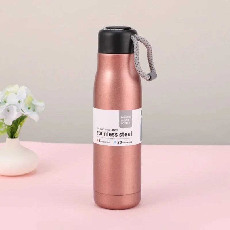 Picture of 600ml Copper Thermal Water Bottle, Outdoor Sports Riding Cup, 304 Tumbler with Lifting Rope-Coffee