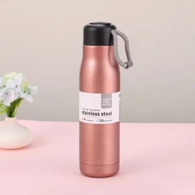 Picture of 600ml Copper Thermal Water Bottle, Outdoor Sports Riding Cup, 304 Tumbler with Lifting Rope-Coffee